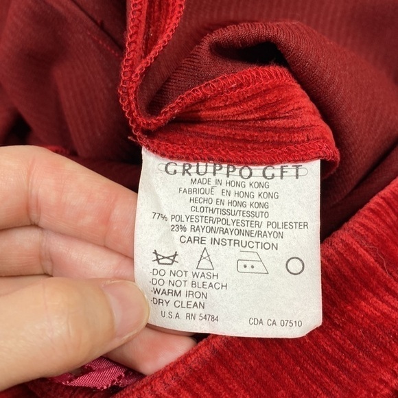 Emanuel Unsaro Red Corduroy Pants Size 14/48 (31x30) - Picture 10 of 11